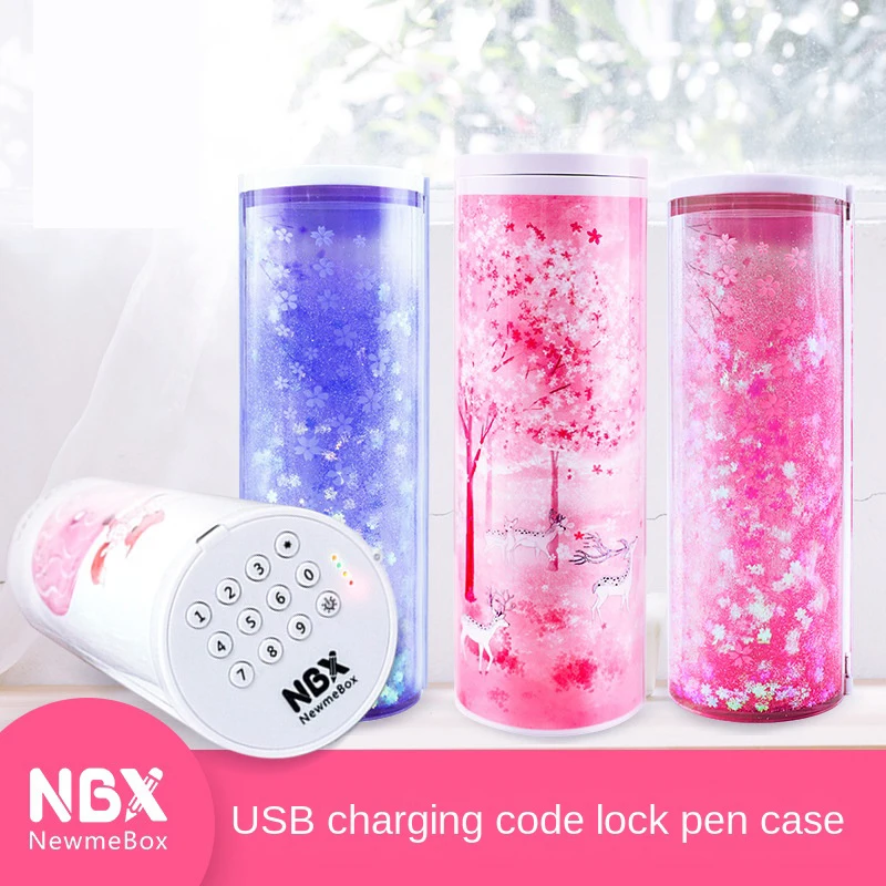 Pencil Case Code Lock Pen Box NBX Password Pencil Case Large Capacity Stationery Box Multi-Function Cylindrical Pencil Box