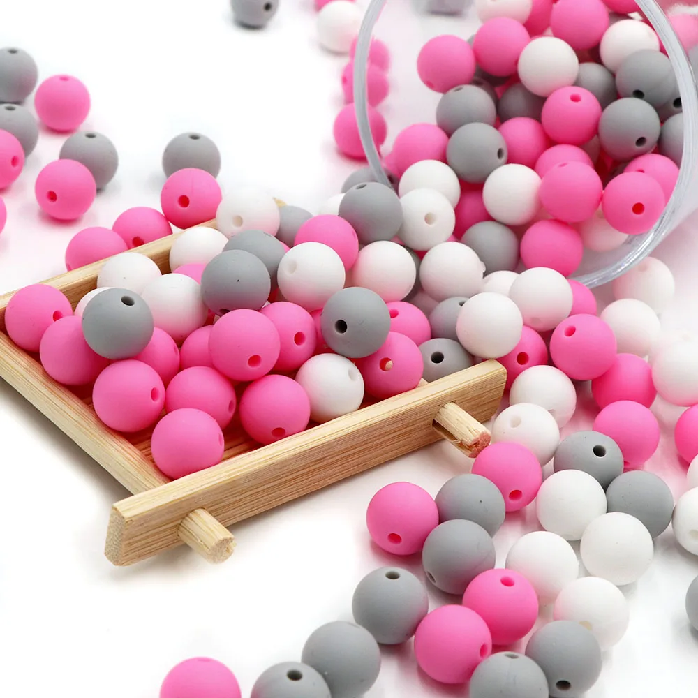 BOBO.BOX 12mm 100pcs Baby Teether Silicone Beads Diy Pacifier Chain Bracelet Bpa Free Chewable Round Silicone Bead Accessories