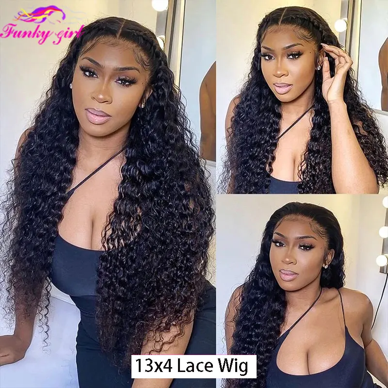 Water Wave Lace Front Wig 13x4 Lace Frontal Wig For Women  Lace Closure Wig Deep Curly Human Hair Wigs  Pre Plucked Cheap Wig