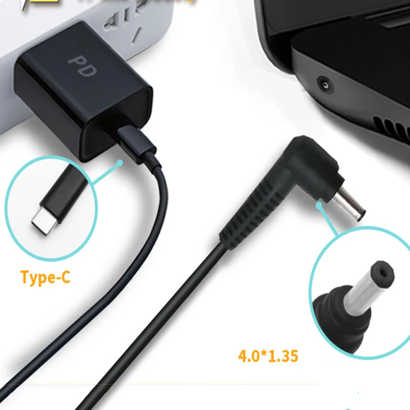 Male DC Connector 4.0x1.35 mm Plug Adapter Type C Charging Cable for for Asus Zenbook UX21A UX31A Notebook 65W Power