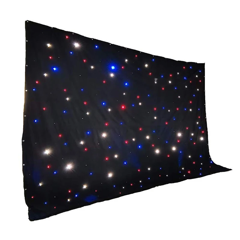 LED Backdrop 3mx4m Flame RGB LED Star Cloth DMX Controlled Party Stage Deco Backdrop Curtain