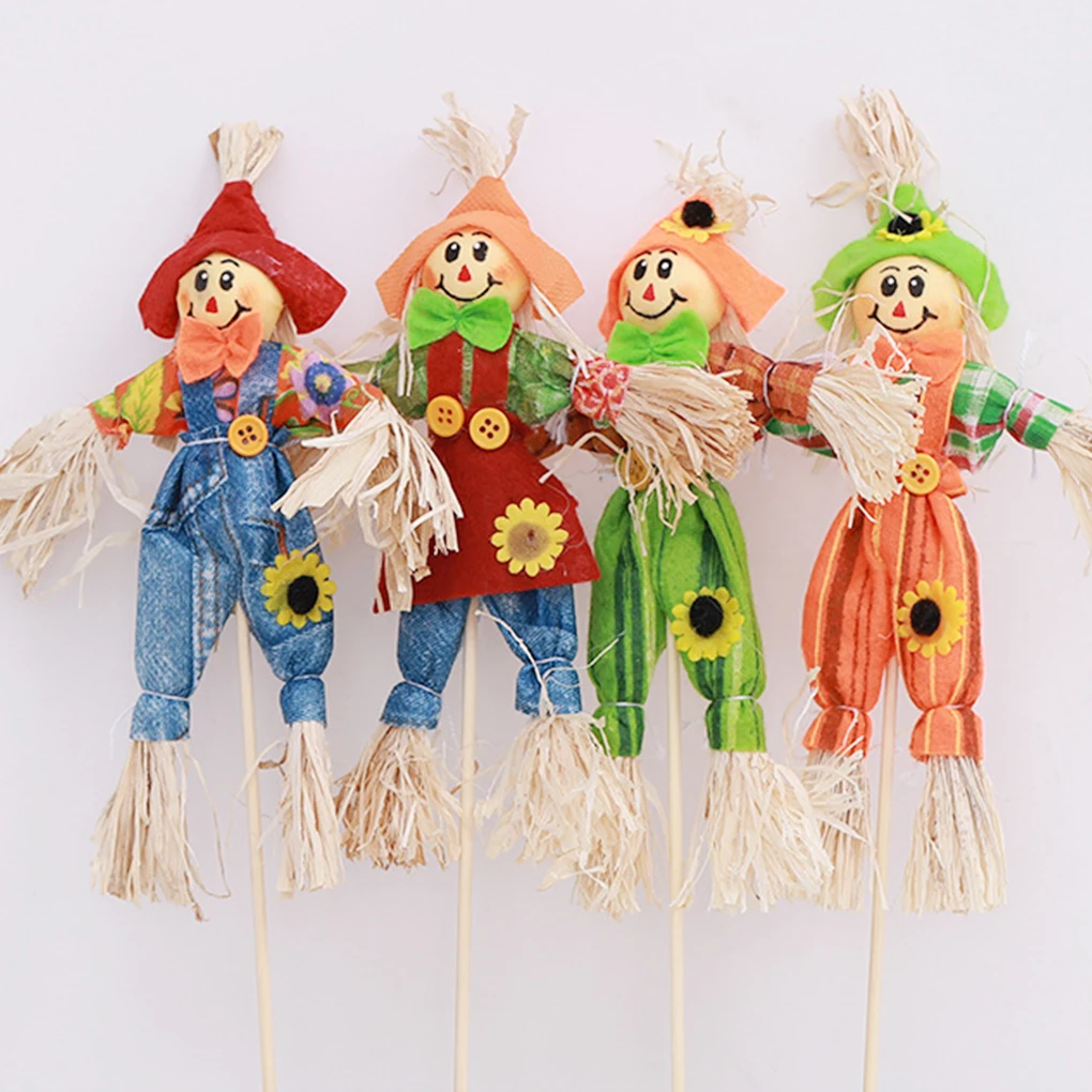 3pcs Cute idyllic scarecrow Decorations Halloween Scary Ornament Mini Animated Hanging For Bar Garden