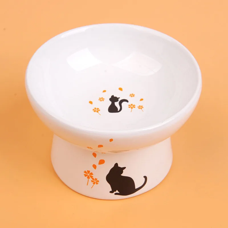 Lovely Pet Feeder Bowl Cartoon Shape High-foot Single Mouth Skidproof Ceramic Dog Cat Food Bowl Pet Products Drinking Bowl