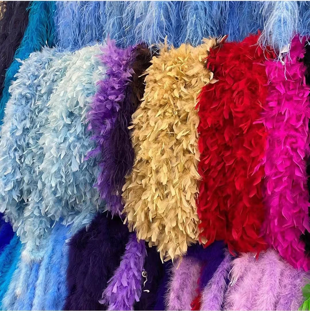 

wholesale 10pcs MultiColor Turkey Feathers Boa MultiColor Marabou Plumes Shawl For DIY Carnival Party Dress Clothes Decoration