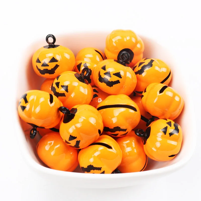 5pcs Jingle Bells Pumpkin Halloween Festival Ornament Metal Bell For Home Party Tree Pendant Decoration DIY 19x19mm