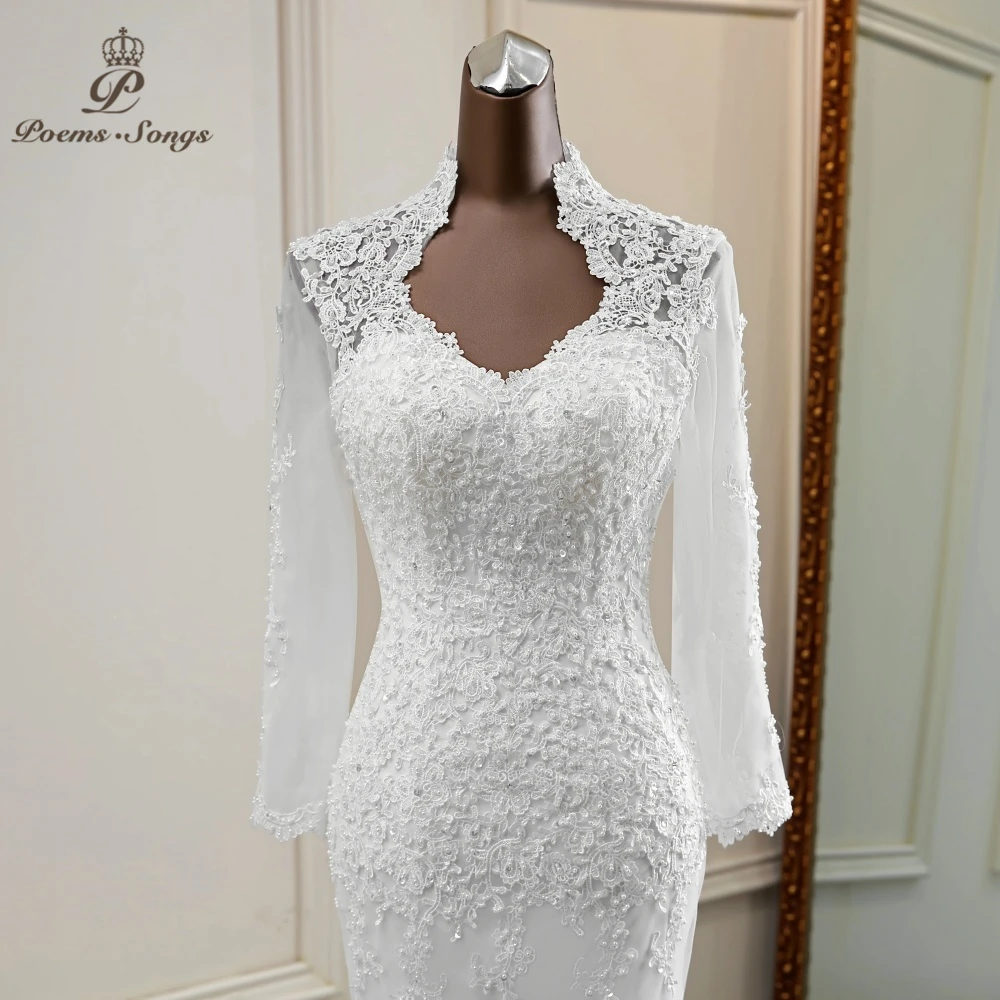 Robe de Mariée Élégante en Dentelle à Manches sulf, Tenue de Mariage