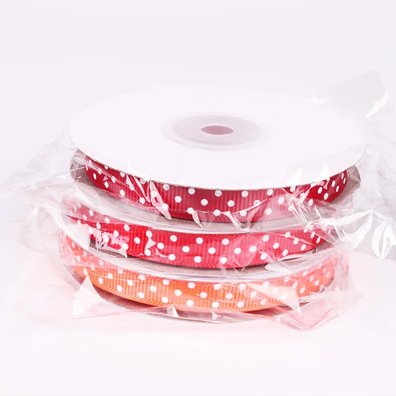 5 yards/Roll Cartoon Polka Dots Printed Grosgrain Lovely Series  Wedding Party DIY Decoration Gift packaging accessories 10mm