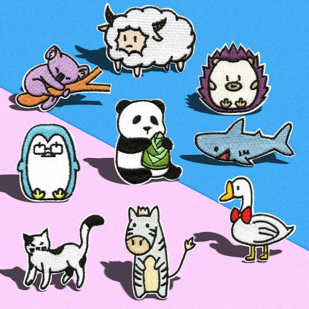 Shark koala Patch Animal Embroidered Patches For Clothing Thermoadhesive Patches For Clothes Stickers Iron On Patch DIY