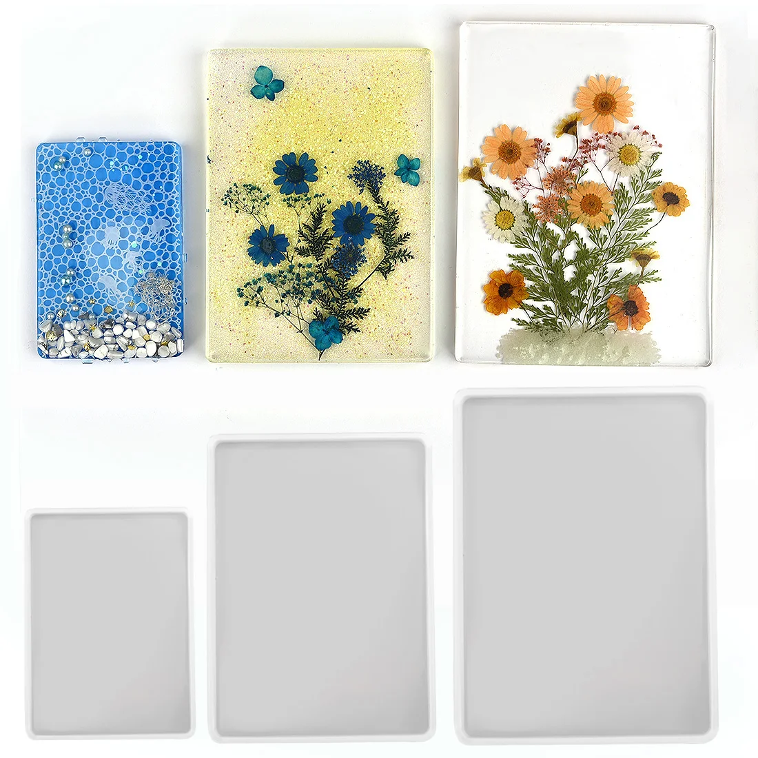 Moldes rectangulares de resina UV, Base de posavasos de forma redonda, molde de silicona, artesanía de resina DIY, herramientas hechas a mano para decoración de joyas