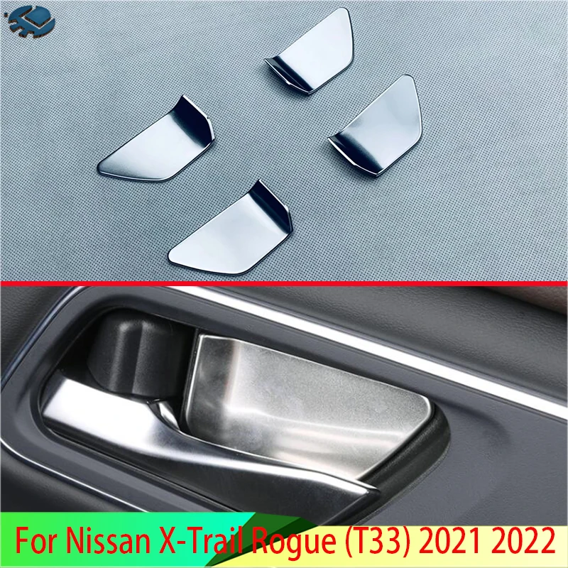 For Nissan X-Trail Rogue (T33) 2021 2022 Stainless Steel Inner Door Handle Cover Catch Bowl Trim Insert Bezel Frame Garnish