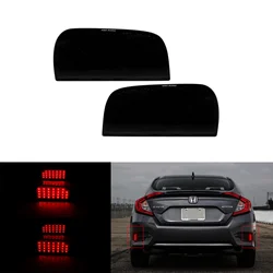 2x Smoked Black Lens LED Bumper Reflector Tail Brake Stop Light Lamps For Honda Civic Sedan Coupe 2016-up