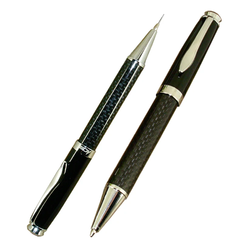 Luxury 2pcs / Lot Classic Office & School Writing Stationery Gift  Sets Ball Pen & Mechanical Pencil Carbon Fiber Twin Pen Sets