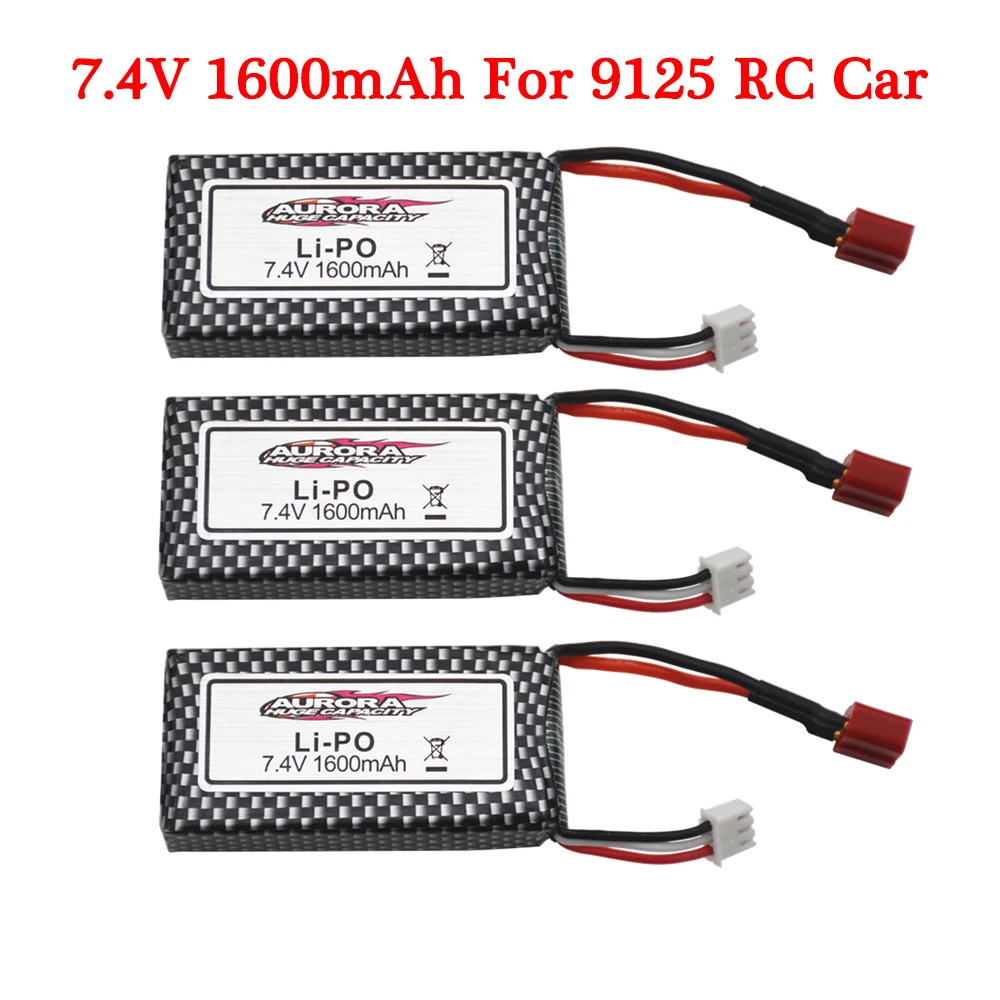 Upgrade to 3200mAh T Plug For 9125 Remote Control Rc Car Spare Parts 7.4v 1600mah Lipo Battery XLH 9125 battery 1600mah 7.4V