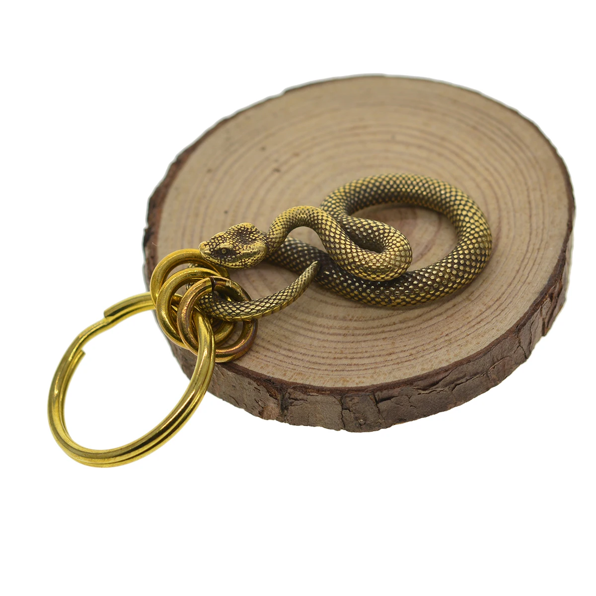 Punk Halloween super fine retro solid brass 3D cobra snake Japanese fish U hook keychains jean chains belt clip FOB EDC