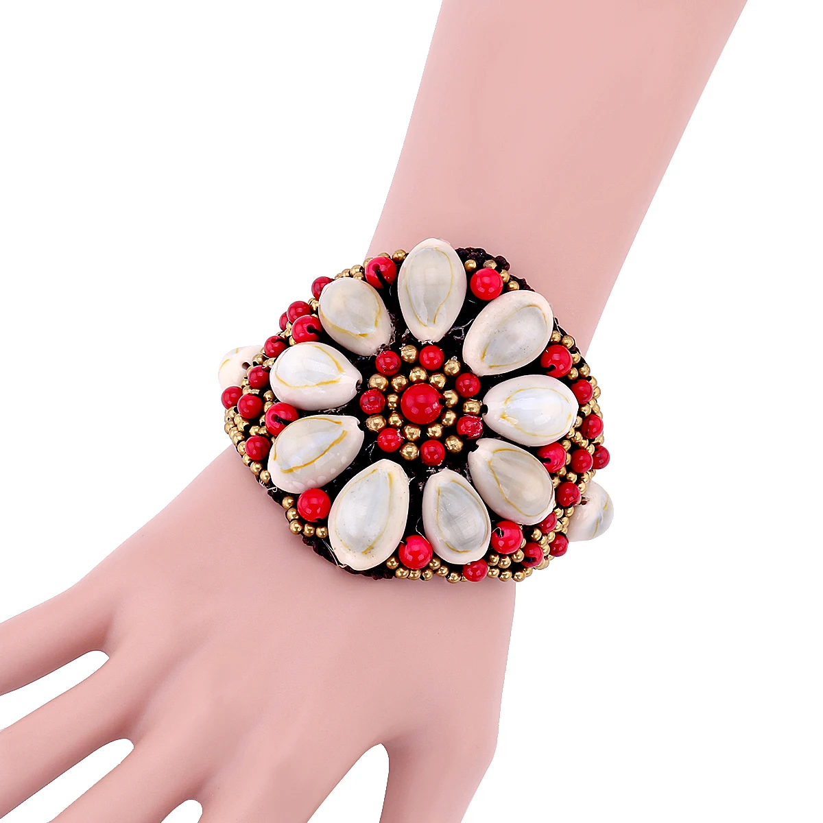 

New Designed Imitation Turquoise Beads and Shell Knitted Bracelet Bangle for Girls Handmade Charm Bracelets Party Jewelry
