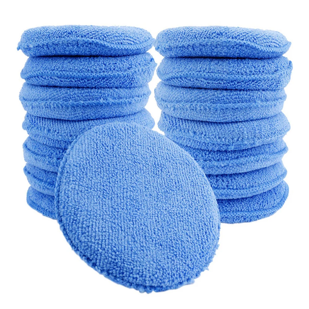 10 Pcs 5นิ้วแว็กซ์ขัดสี Care Buff แผ่น Microfiber Wax Applicator แผ่นฟองน้ำลายนิ้วมือ