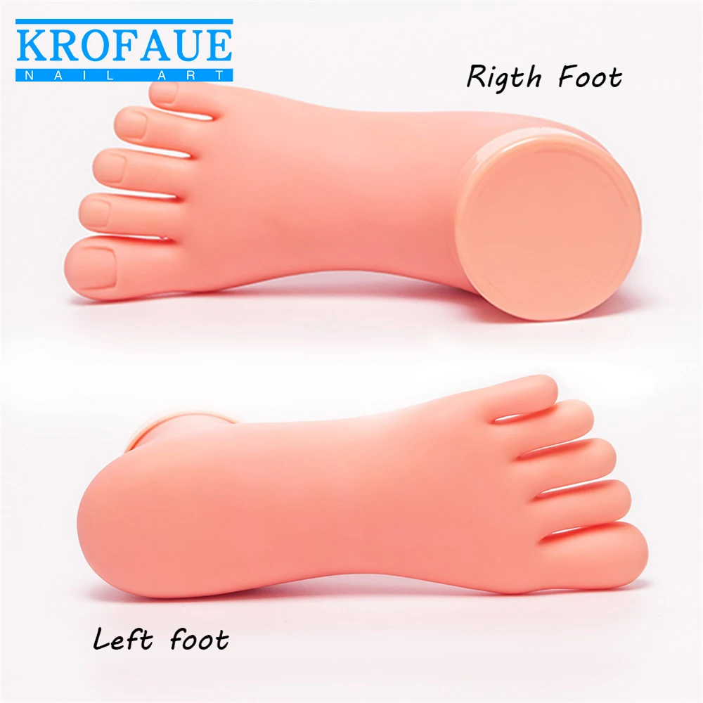 KROFAUE  Toe Nail Training Model Flexible Silicone Practice Fake Foot Prosthetic False Nails Display Stand Soft Pedicure Tool