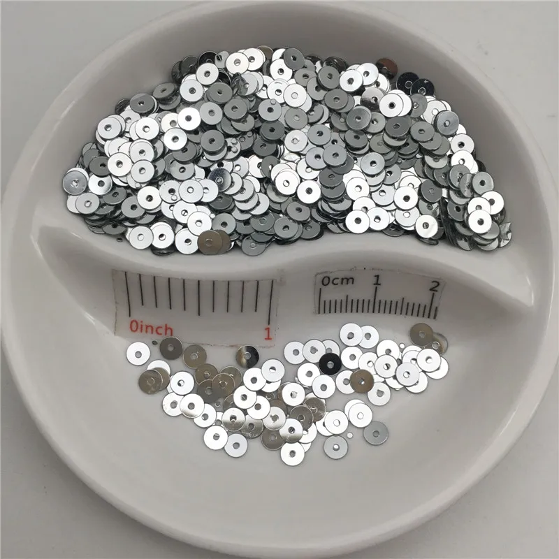 3mm 4mm 5mm 6mm 8mm Flat Round Silver-base PVC Sequin Paillette Sewing Craft Wedding Decoration Dress Shoe Cap DIY Wholesale