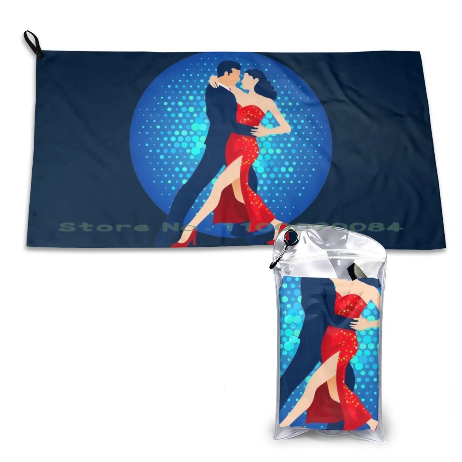 Tango Dancers Quick Dry Towel Gym Sports Bath Portable Vector Dancing Couple Passion Love Cultures People Latin Beauty Dancer