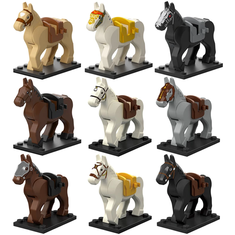 

Single Sell Medieval Knight Roman War Horse Rohan Animal Building Blocks Action Figures Toys For Children Koruit XP1007-1016