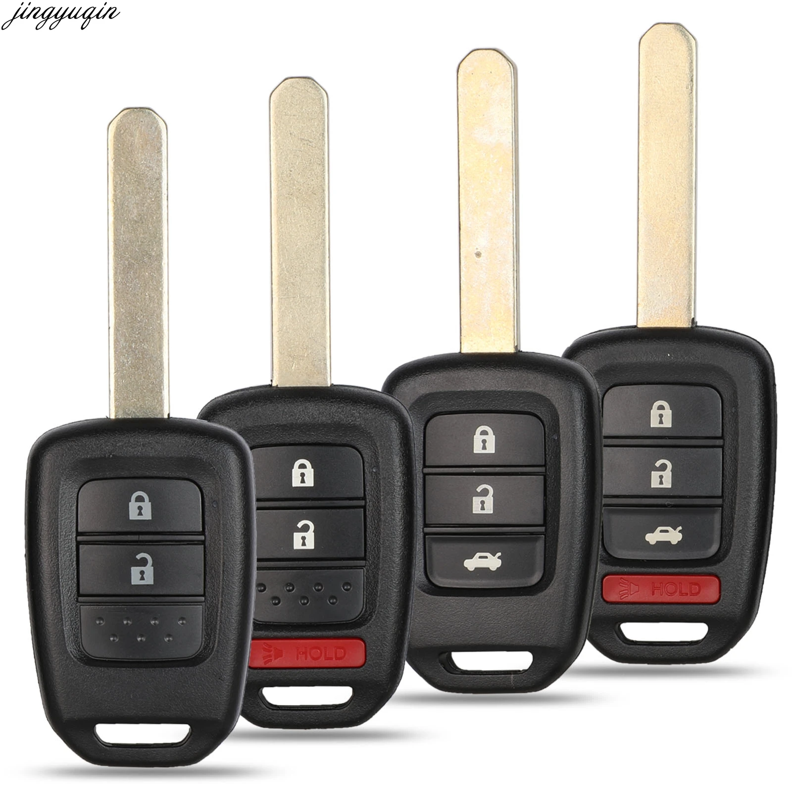 

Jingyuqin Remote Car Key Case Shell For Honda Accord CR-V FIT XRV VEZEL CITY JAZZ CIVIC HRV FRV 2/3/4 Buttons Key Fob