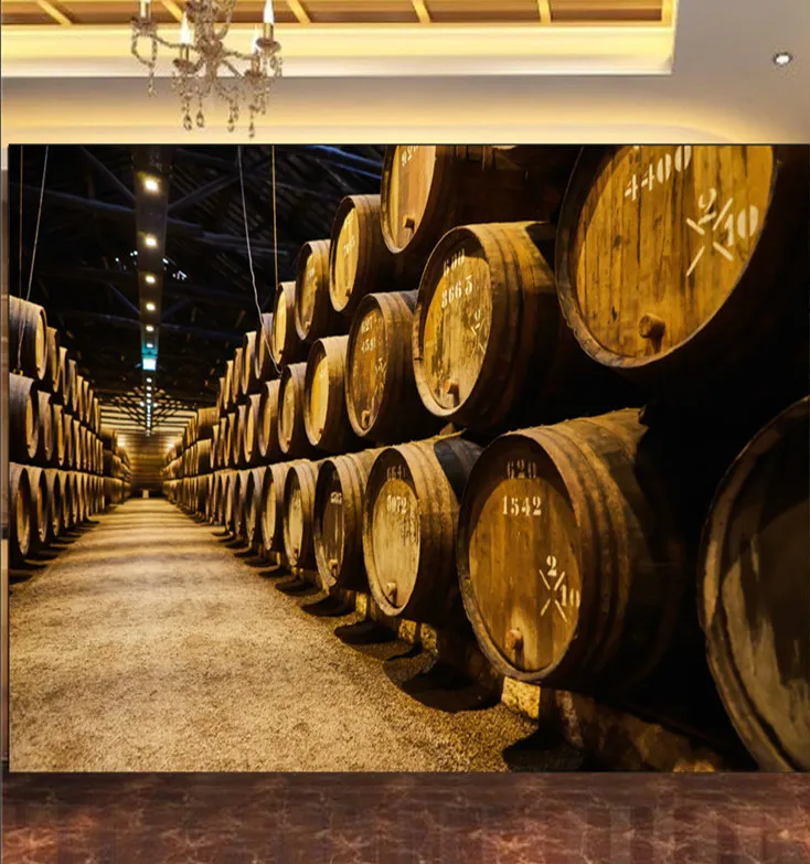 Traditional Wine Cellar Oak Wine Barrels Photo Wallpaper 3D Beer Bar Wine Winery Industrial Decor Background Mural Wall Paper 3D