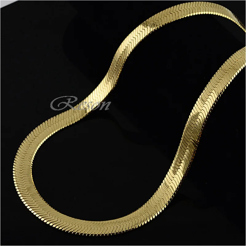 1pcs 10mm Men Women Yellow Gold Color Big Thick Herringbone Chains Necklace