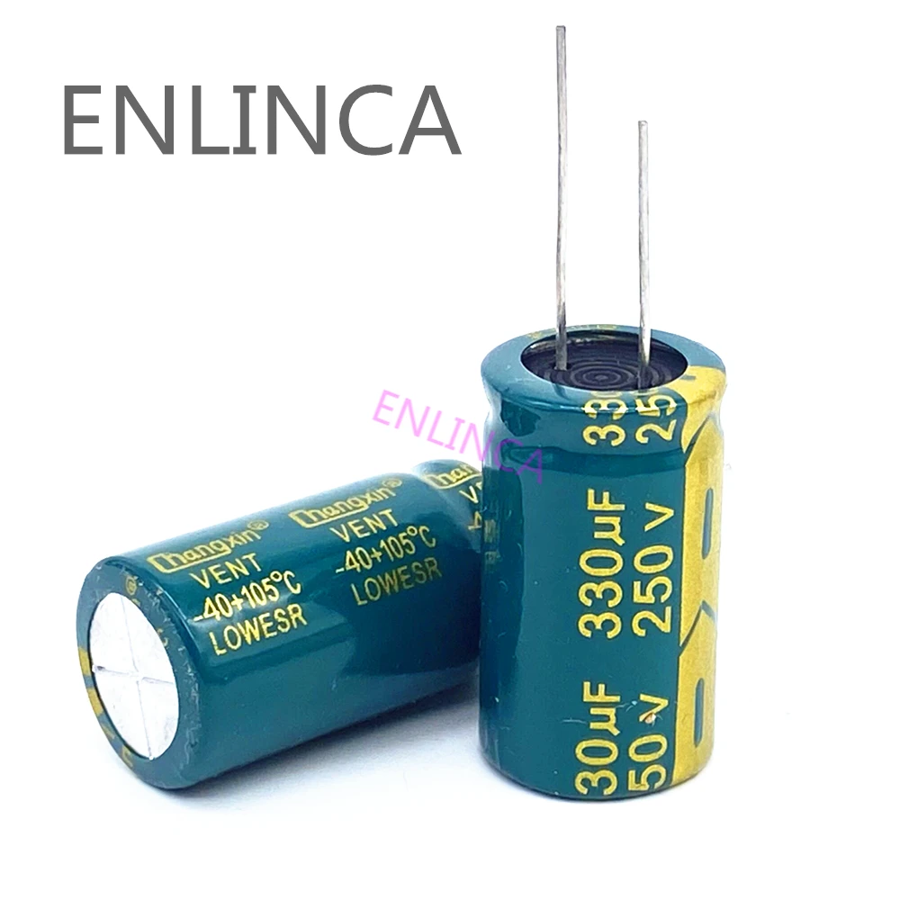 2 pçs/lote T27 alta freqüência de baixa impedância capacitor eletrolítico de alumínio 250v 330UF tamanho 18*35 330UF 20%