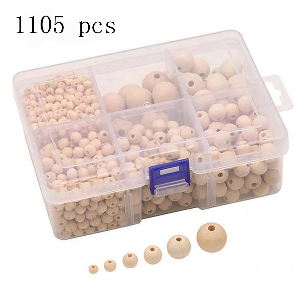 1105pcs Natural Wooden Beads Loose Bracelet Necklace Making Spacer Charms Ball Bead for Jewelry Making Macrame Farmhouse Decor