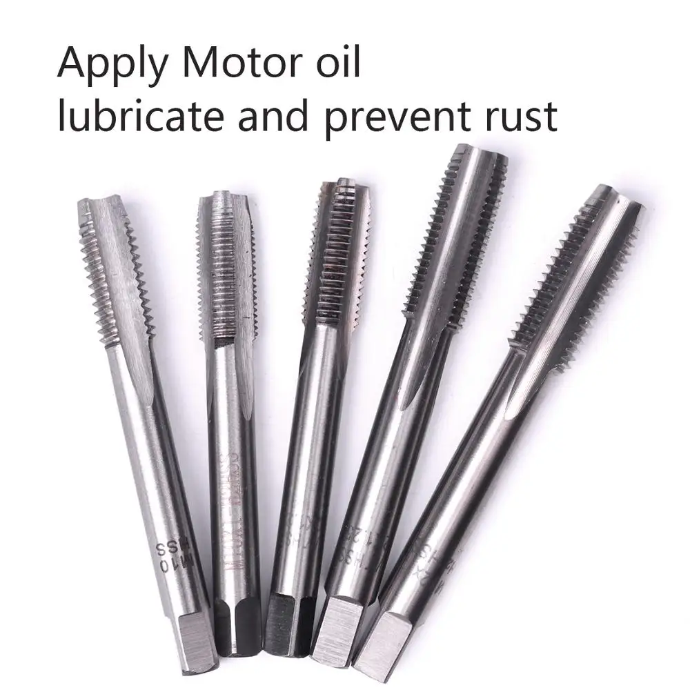1pc 16 Sizes HSS Right Hand Metric Thread Tap HSS Screw Tap Drill Bit Machine Straight Shank Plug Tap M10 M12 M14 M16 M18 M20