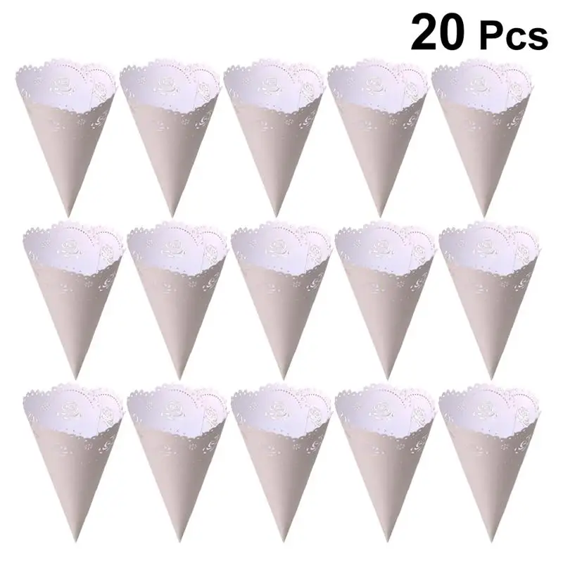  Cones Paper Holders Cone For Petal Charcuterie Holder Food Craft Hollow Party Snow Wedding Biodegradable Flower Rose