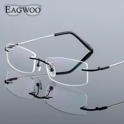 Flexible Memory Titanium Rimless Optical Frame Prescription Spectacle Frameless Glasses Light Soft