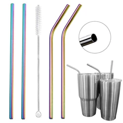 215*6mm Reusable Metal Straws 304 Stainless Steel Straw Eco Friendly Drinking Straws With Cleaning Brush Set Party Bar Accessory