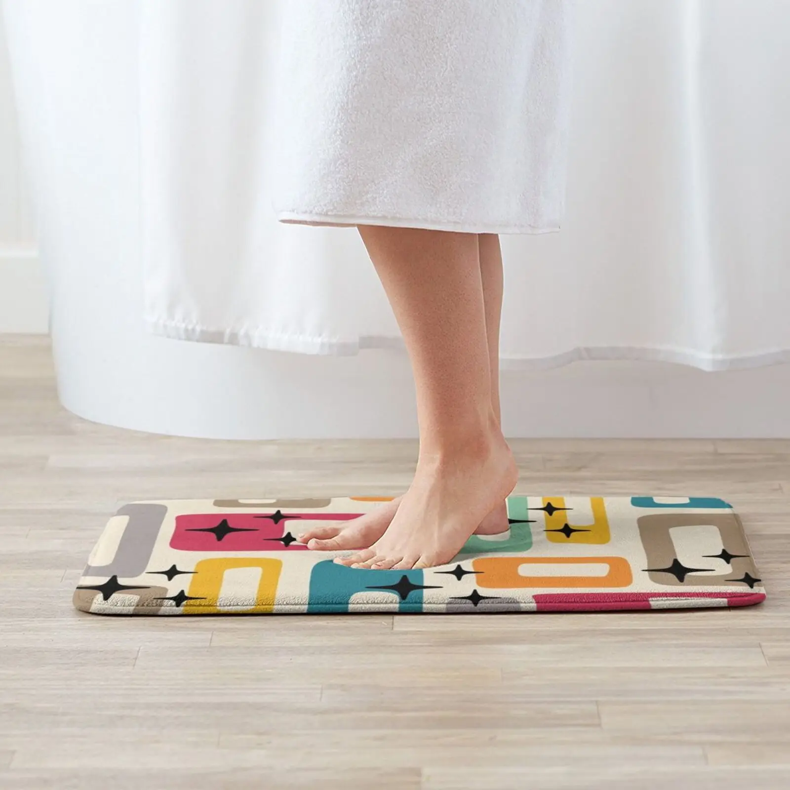 Retro Mid Century Modern Abstract Pattern 154 Entrance Door Mat Bath Mat Rug Ticket Airport Fly World Aviation International