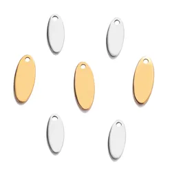 50Pcs/Lot Stainless Steel Blank Oval Tags Charm Pendants Bracelet Necklace DIY For  Jewelry Making Accessories Findingss