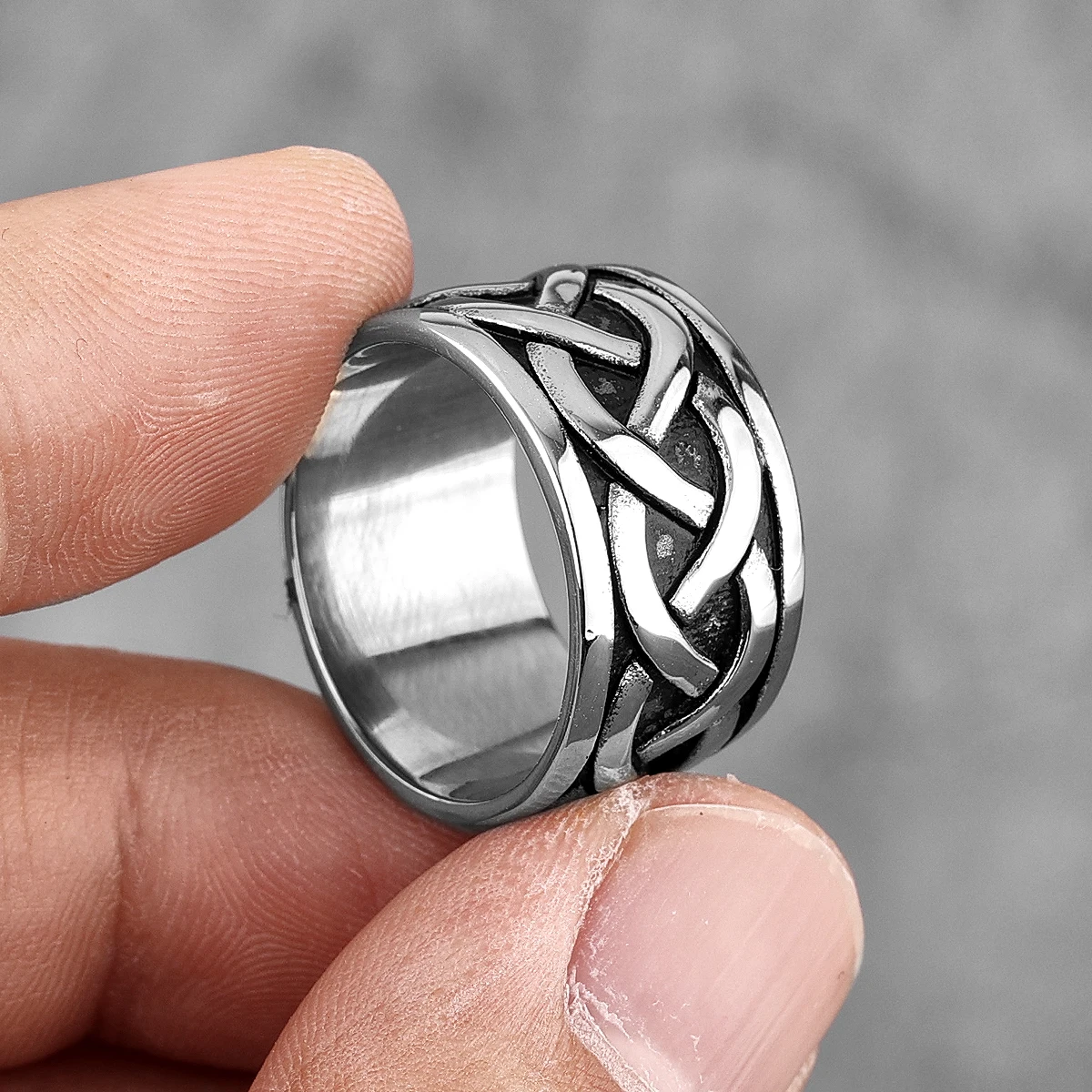 Celtic Knot Interweave Stainless Steel Mens Rings Simple Unique Trendy for Male Boyfriend Jewelry Creativity Gift Wholesale