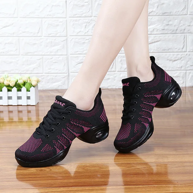 

Dance Shoes Woman Sports Fabric Soft Bottom Mesh Breathable Modern Fitness Square Dance Shoes for women Saltation Shoes gym