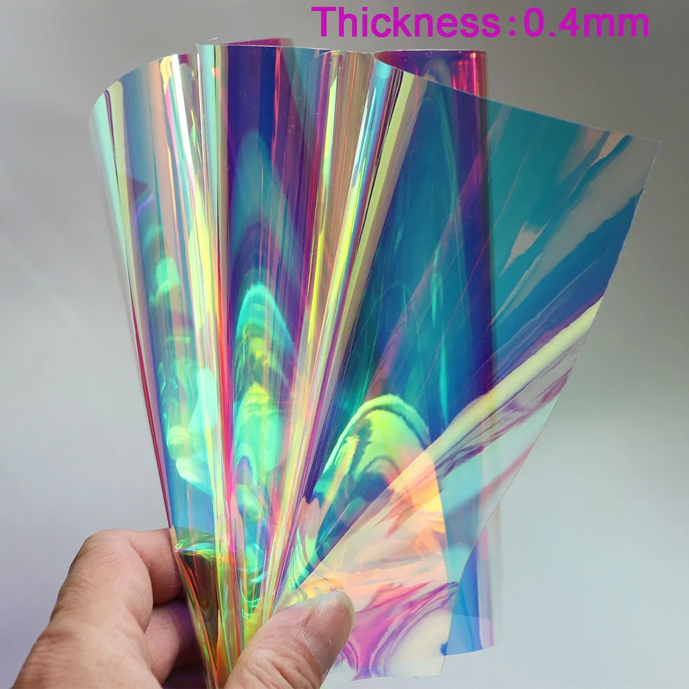 Holographic Iridescent Transparer Clear Tarpaulin Orignal Colour PVC Vinyl 50x135cm For Handbag Decoration BH075