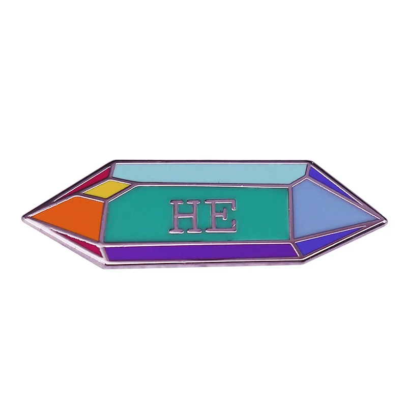 

HE Gender Pronoun badge Enamel Pin Crystal Brooch Affirming Transgender Nonbinary badge