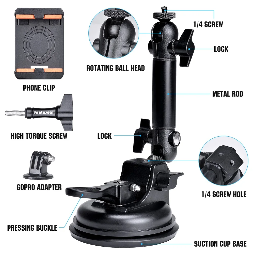 Camera Hành Động Smartphone Hút Đua Buồng Lái Xe Hơi Mount Chuyển Động Xe Windshied Hood Tầng Thượng Giá Đỡ Cho GoPro Điện Thoại Sony