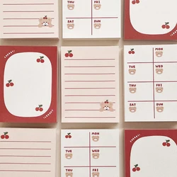 50 Sheets Kawaii Cherry Bear Memo Pad Korean Stationery N Times Sticky Notes Portable Notepad School Office Supply Papeleria