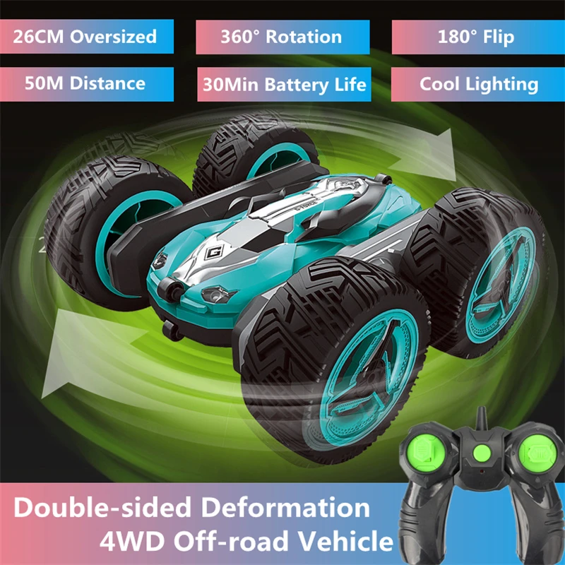 

Double-sided Deformation Off-road RC Vehicle 4WD 360° Rotation 180° Flip 26CM Large Size 30Mins Endure Kid's Remote Control Car