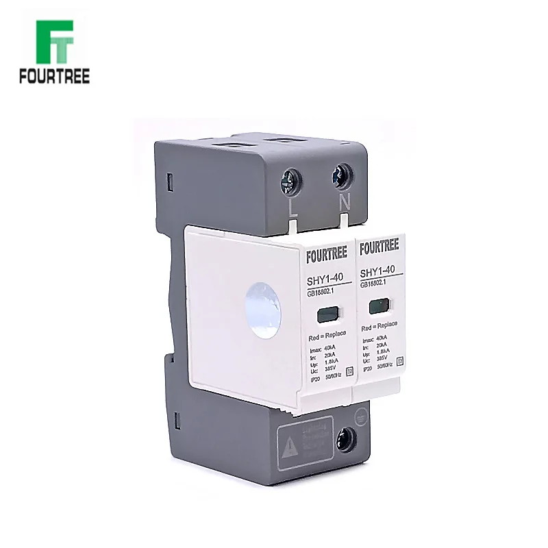 2P AC SPD Surge Protection 10〜20KA/20〜40KA /30KA〜60KA House Lightning Protector Low-Voltage Arrester Protective Device 230V 275V