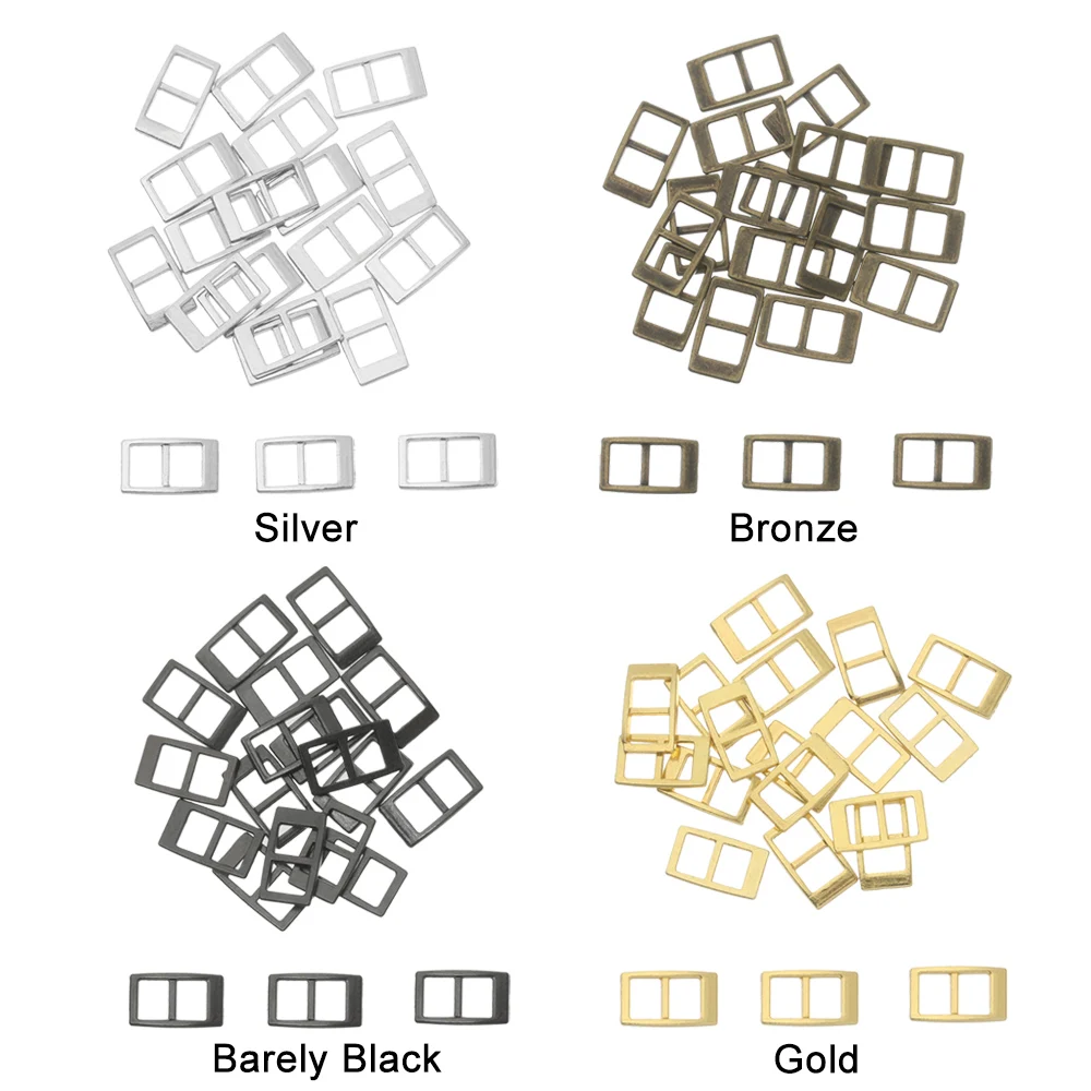 20Pcs 5mm Mini Metal Buckles Tri-glide Belt Buckle Doll Bags for DIY Doll Buttons Stuffed Doll Shoes Accessories