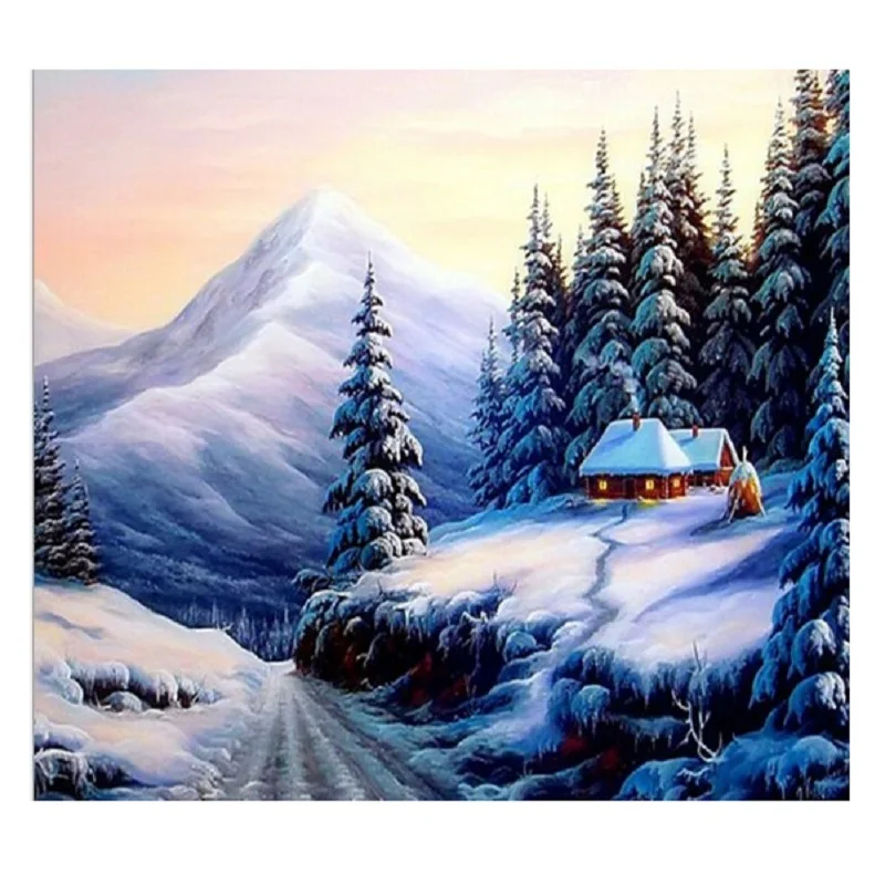 

CAMMITEVER 5D Winter Snow Diamond Painting Cross Stitch Kits DIY Diamond Embroidery Landscape Picture of Rhinestone Home Decor