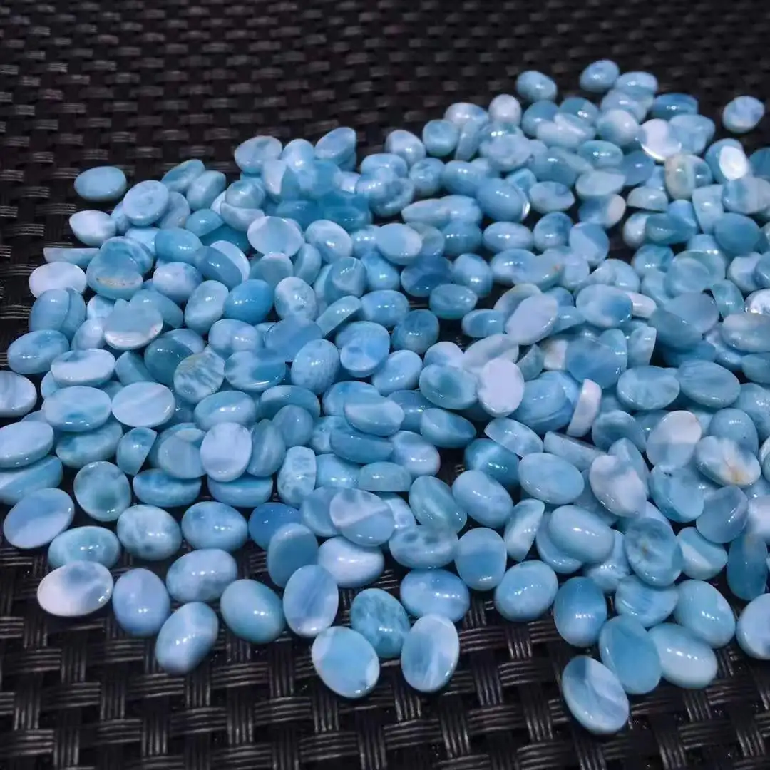 6pcs Natural Larimar Bead Cabochon Loose gemstone oval 6*8MM cabochon Ring/Earring face fashion jewelry accessories