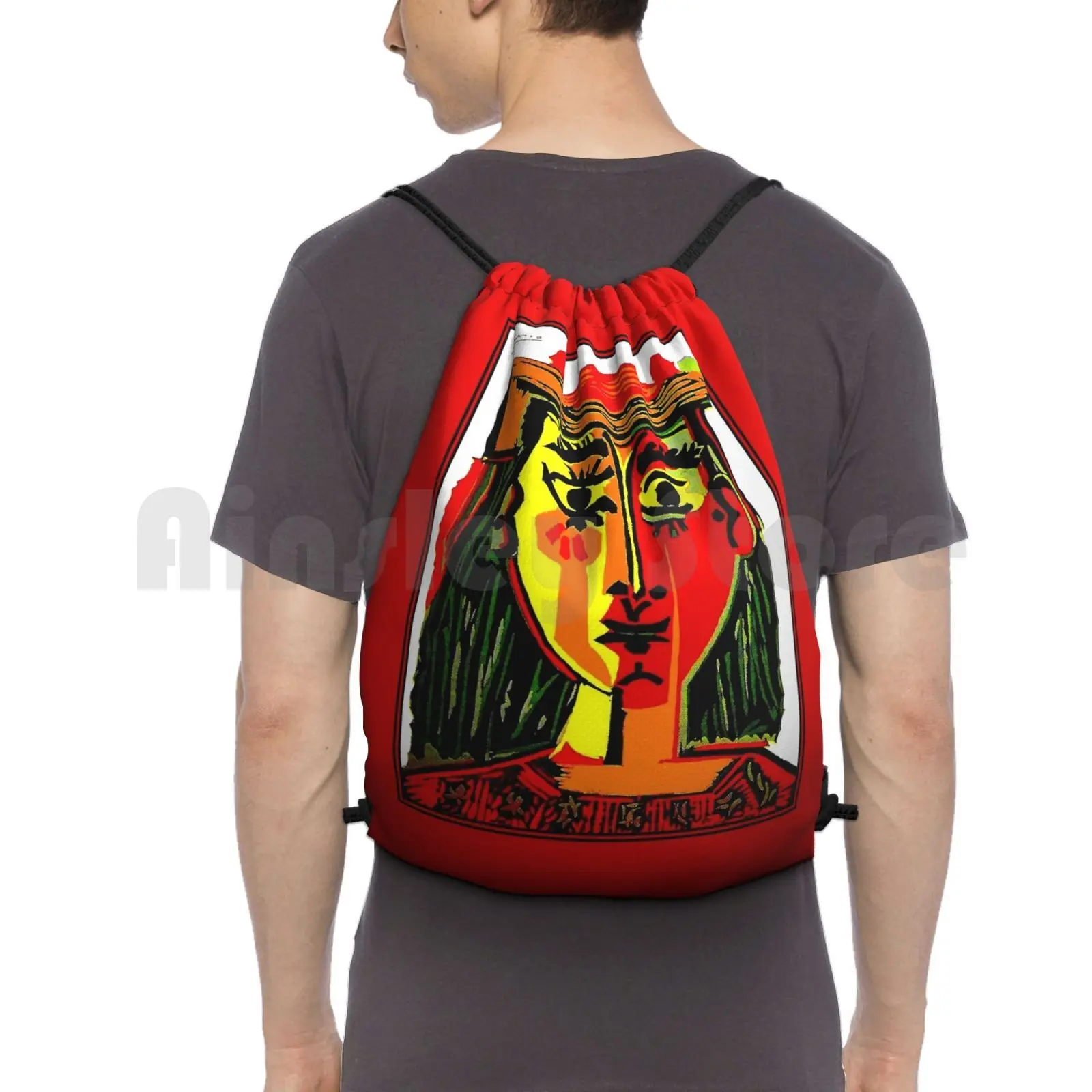 

Lady In Red : Vintage Abstract Fantasy Painting Print Backpack Drawstring Bag Riding Climbing Gym Bag Lady In Red Abstract