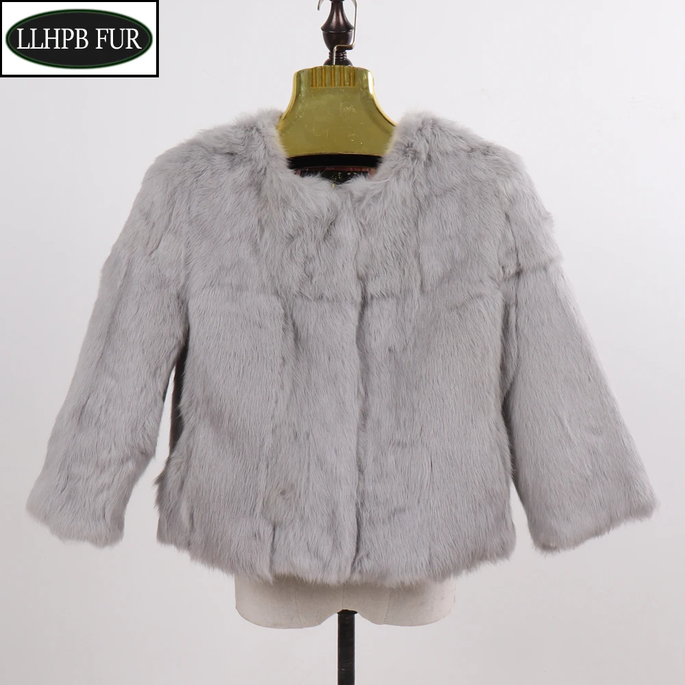 Vendita calda Lady Winter cappotto in vera pelliccia di coniglio giacca in vera pelliccia di coniglio vera moda donna Casual 100% gilet di pelliccia di coniglio naturale