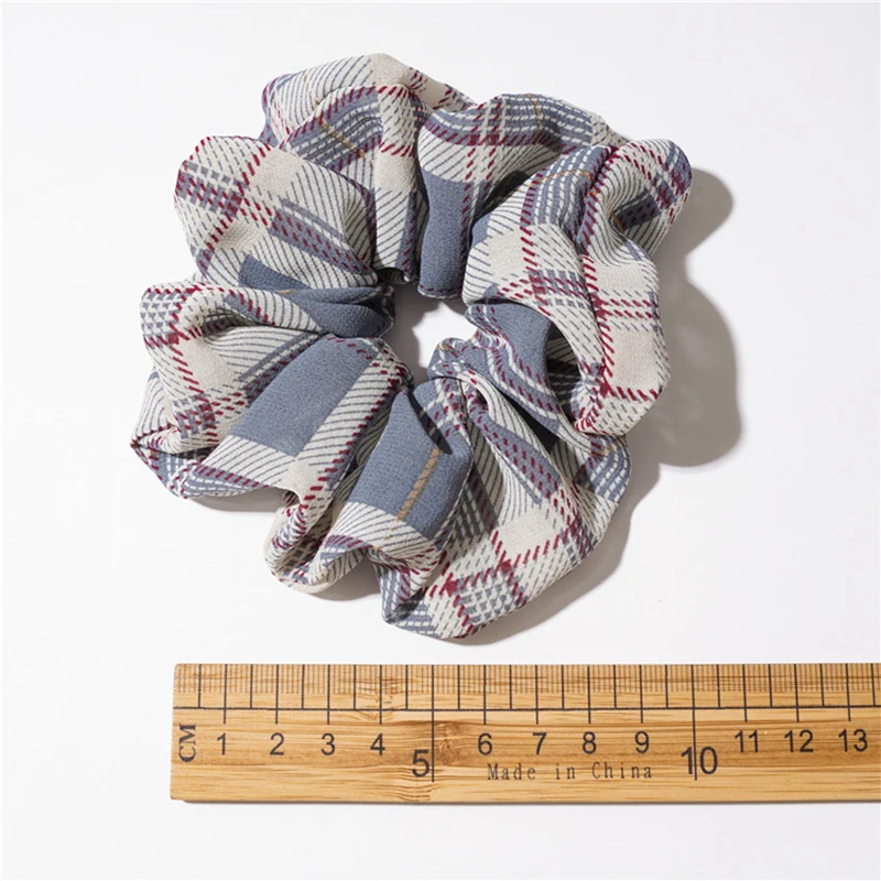 1PC Vintage Check Print Scrunchies Plaid Ponytail Holder Women Elastic Hair Bands Girls Hair Ties Rope Striped Hair Accessories