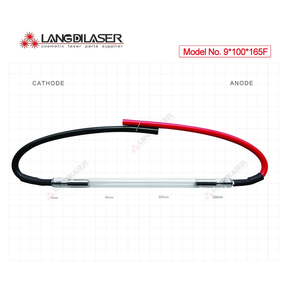 

YAG Laser xenon flash lamp , size : 9*100*165F - wire , lamp dia. : 9mm , arc length : 100mm , body length : 165mm, with cable